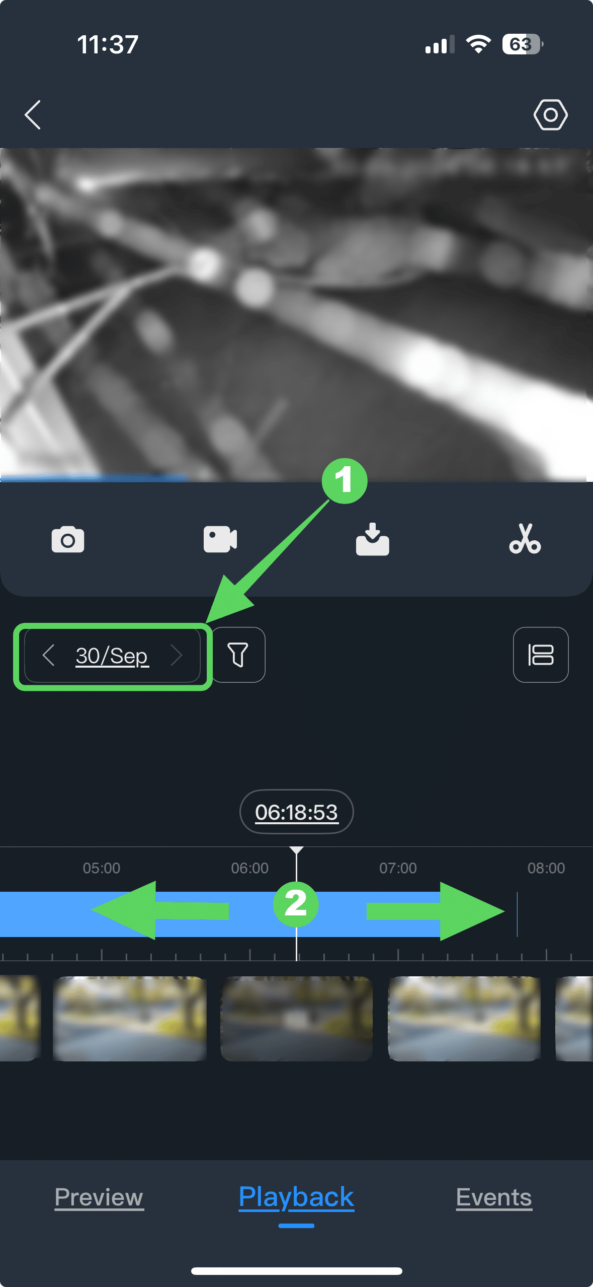 Apply Date Filter, move timeline