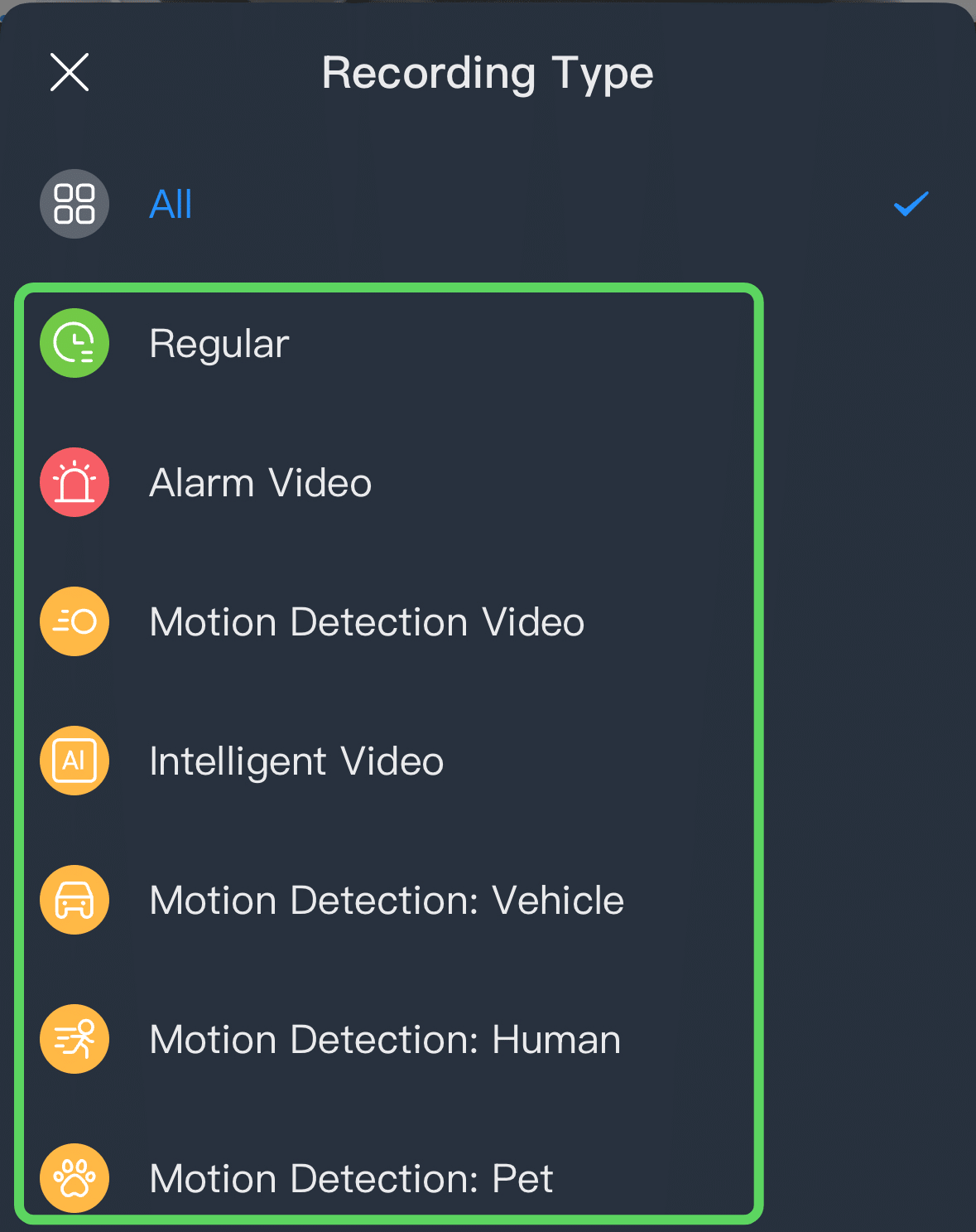 Select Recording Type